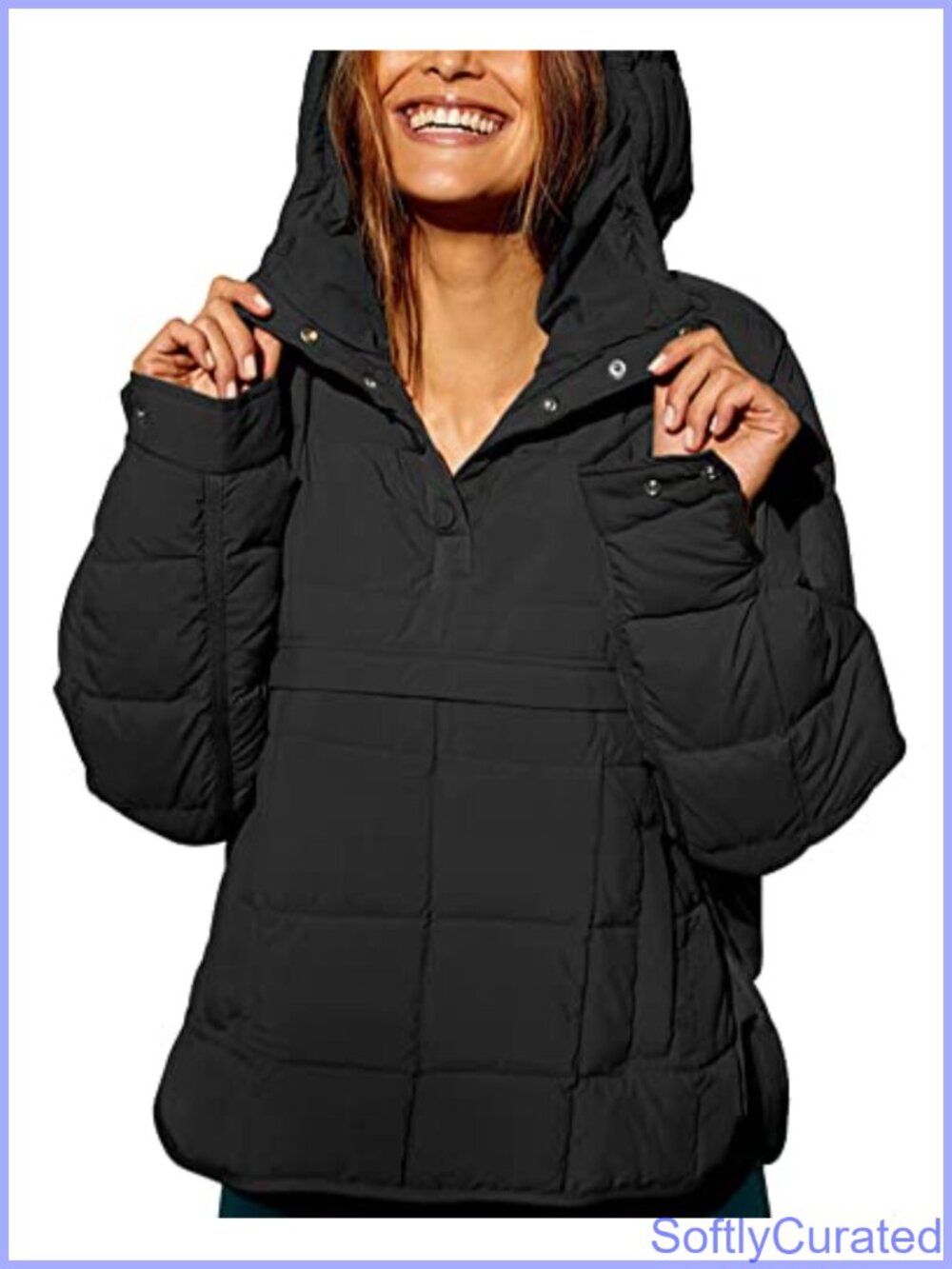 Women's Quilted Pullover Puffer Jacket Hooded Oversize Winter Coat